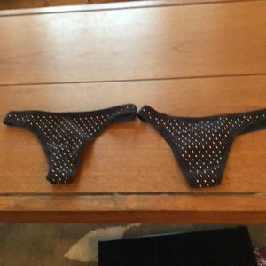 Love By Gap Stretch Cotton Thongs Striped Stars Black Panties  NWT 2 Xsmall